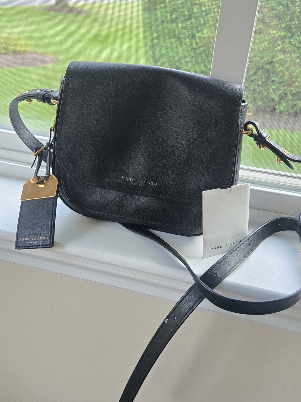 Marc Jacobs Black Leather Shoulder Crossbody with Gold Hardware